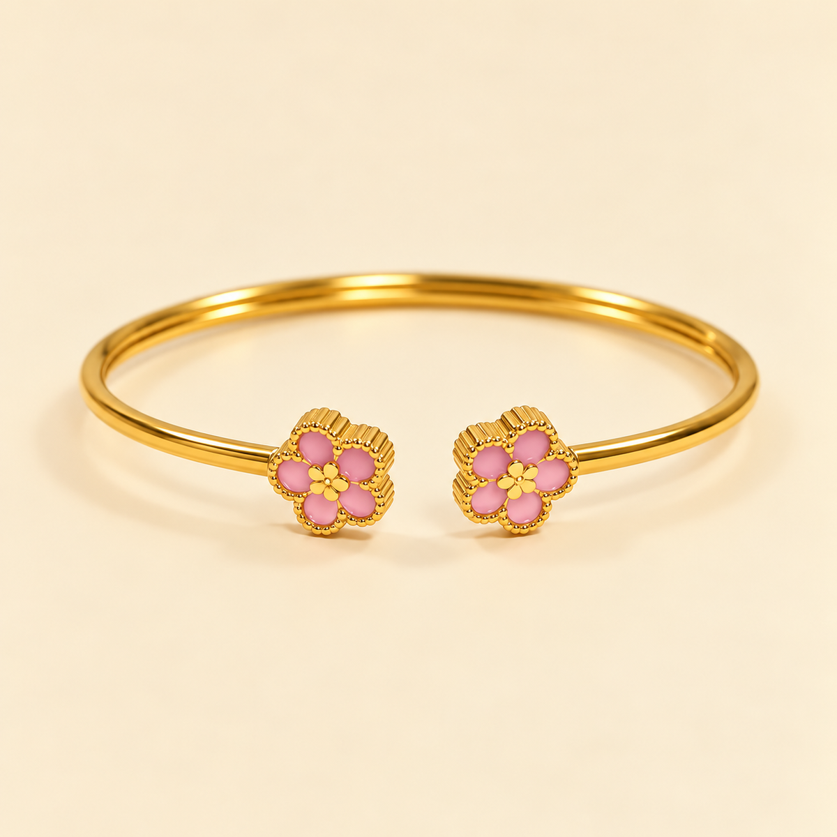 Retro Plant Cuff Pink Bracelet