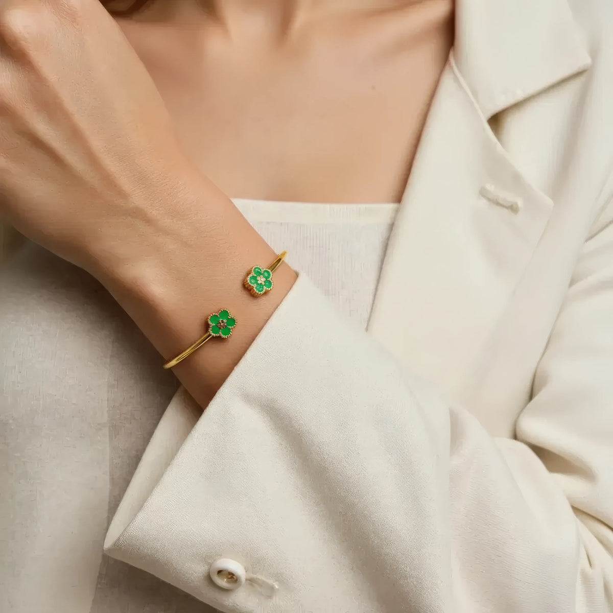 Retro Plant Cuff Green Bracelet
