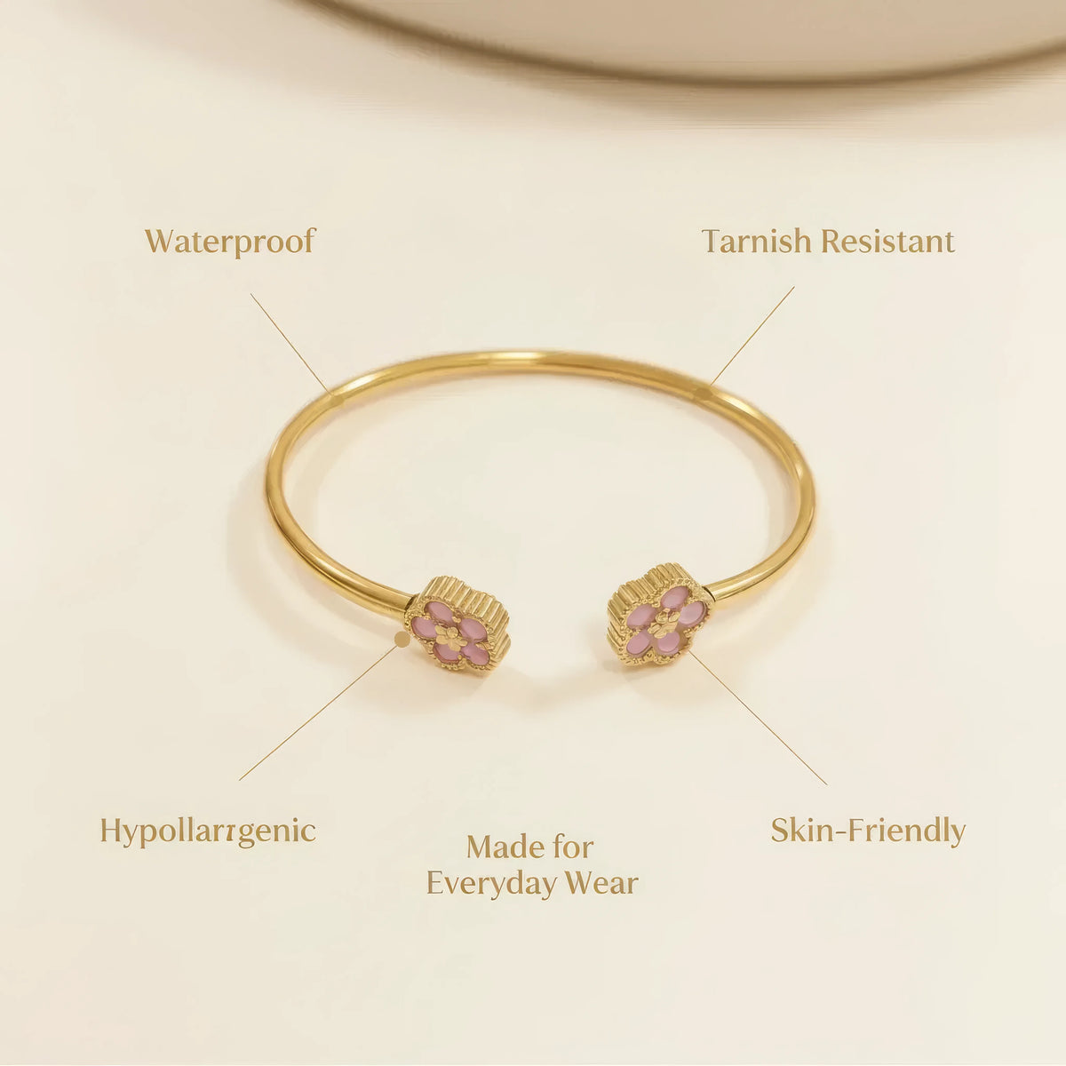 Retro Plant Cuff Pink Bracelet