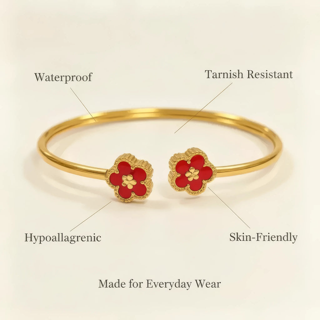 Retro Plant Cuff Red Bracelet