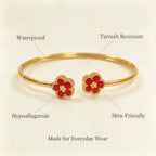 Retro Plant Cuff Red Bracelet