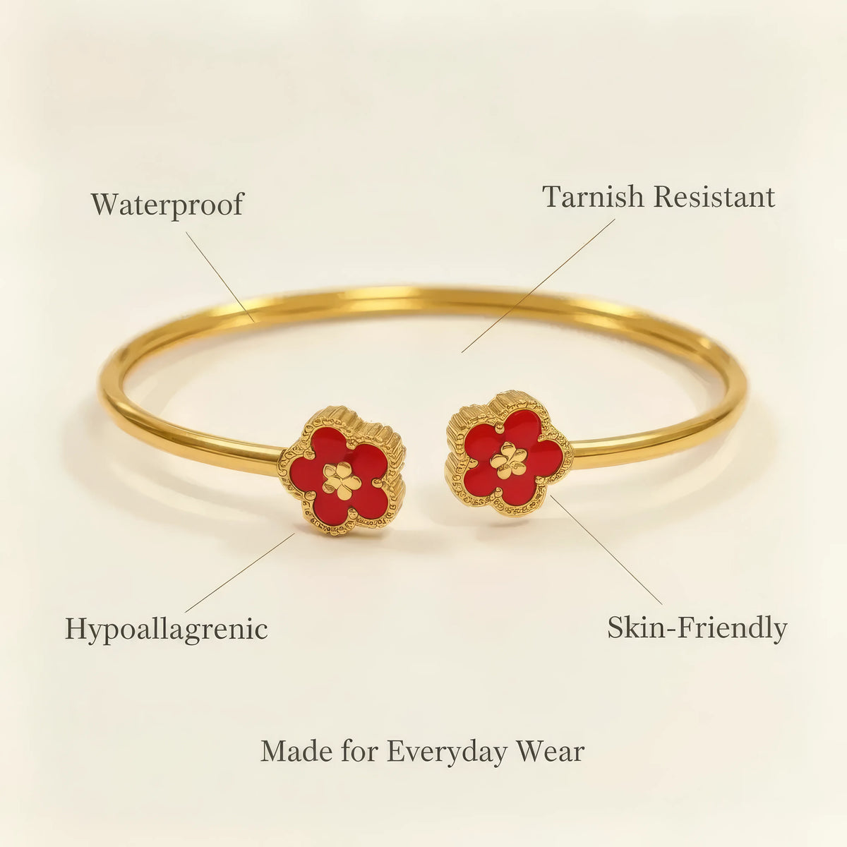 Retro Plant Cuff Red Bracelet