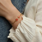 Retro Plant Cuff Red Bracelet