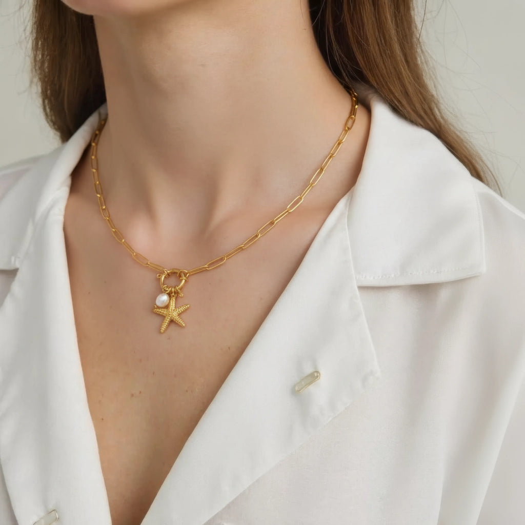 Retro Starfish Pendant Necklace