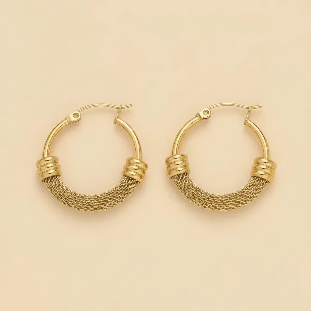 Retro Twist Gold Hoops