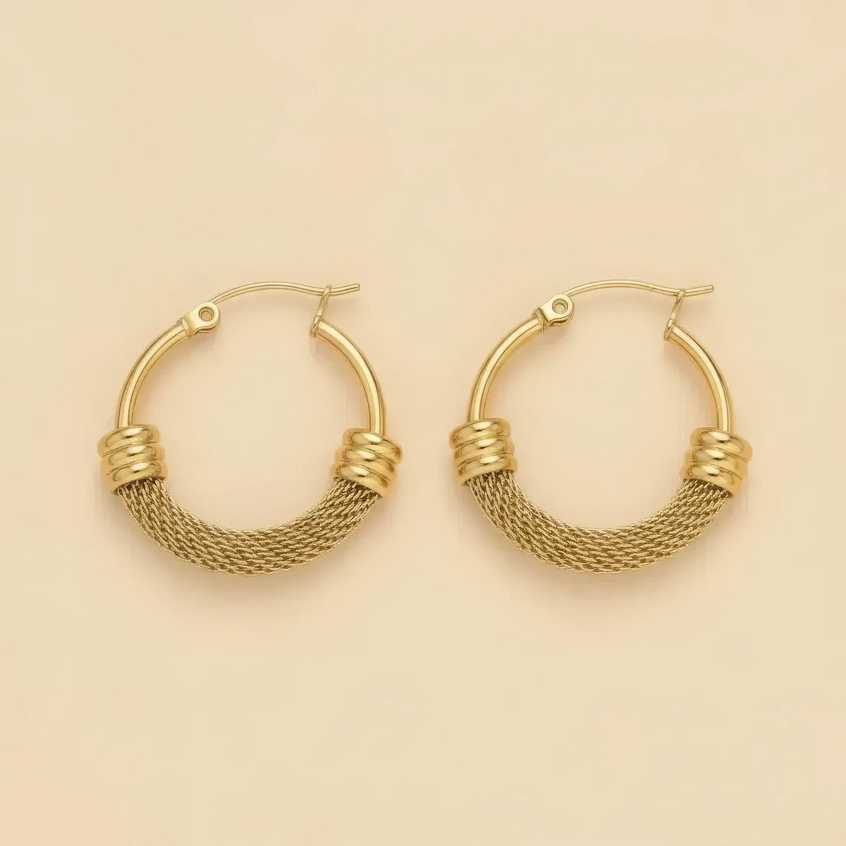Retro Twist Gold Hoops