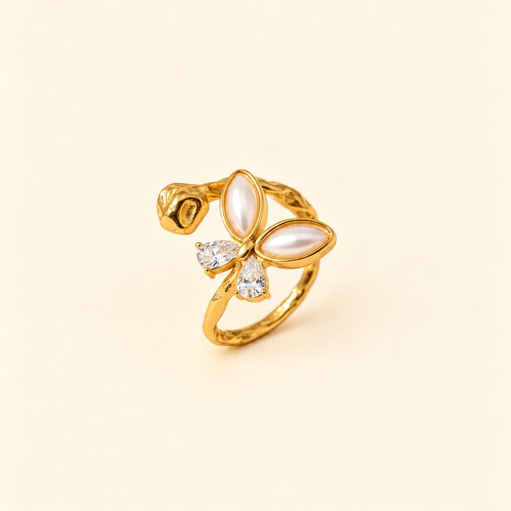 Geometric Butterfly Open Ring
