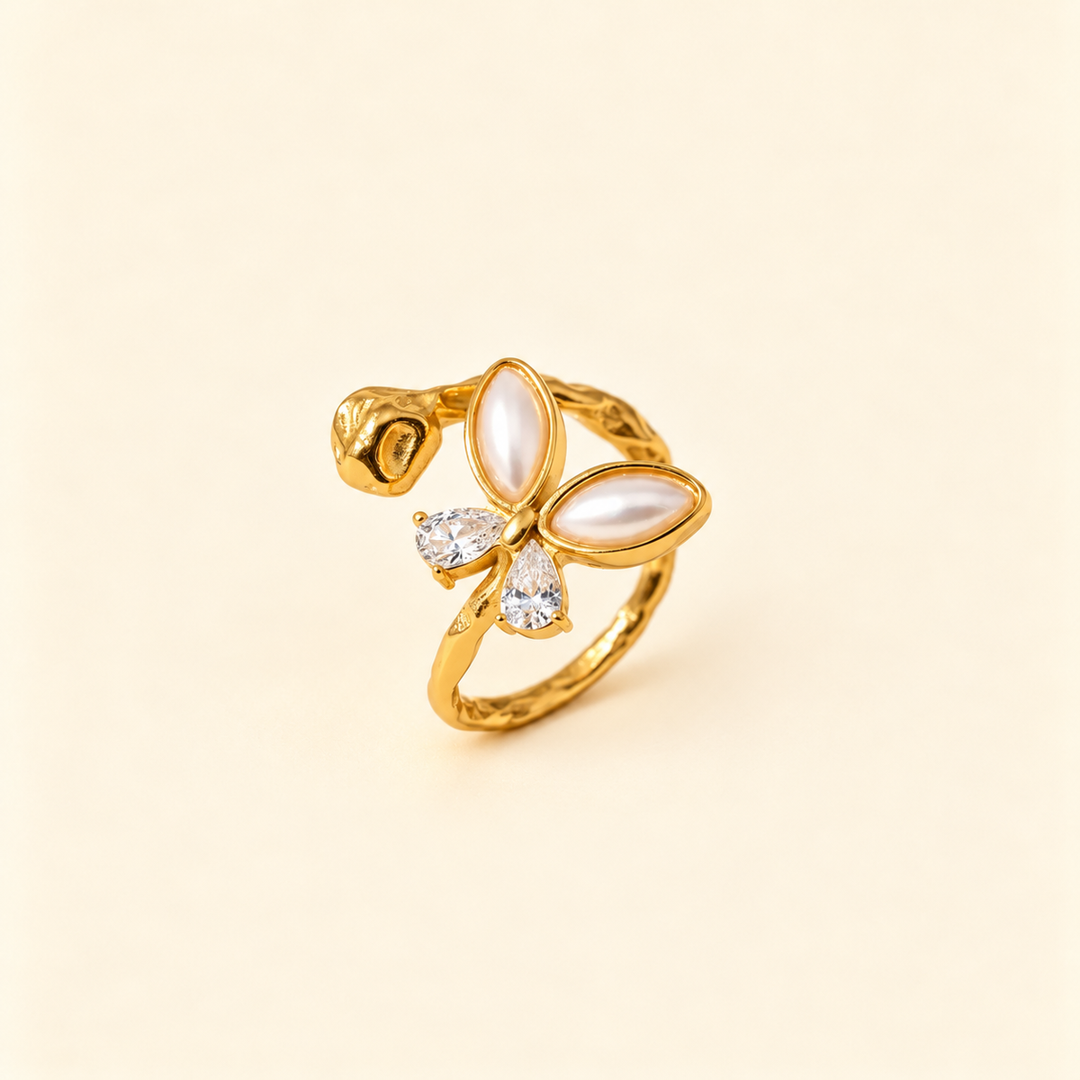 Geometric Butterfly Open Ring