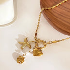 Starfish Shell Pearl Pendant Necklace