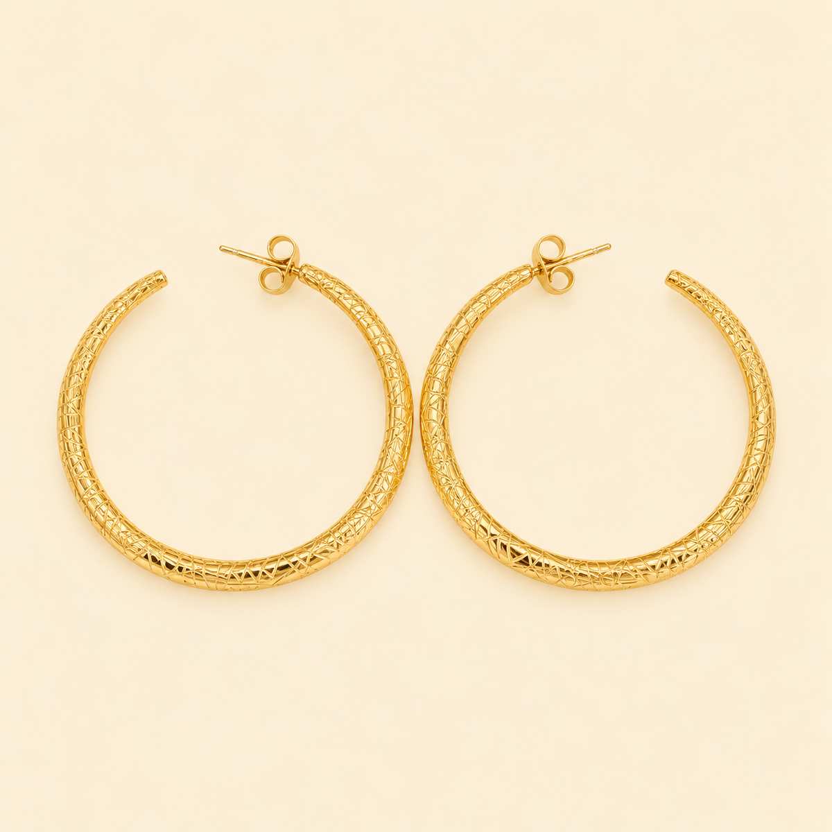 Peach C Textured  Earrings