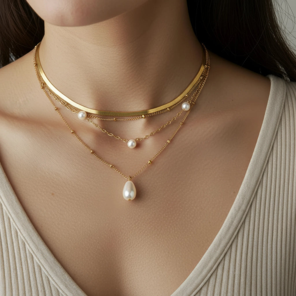 Golden Cascade Pearl Necklace