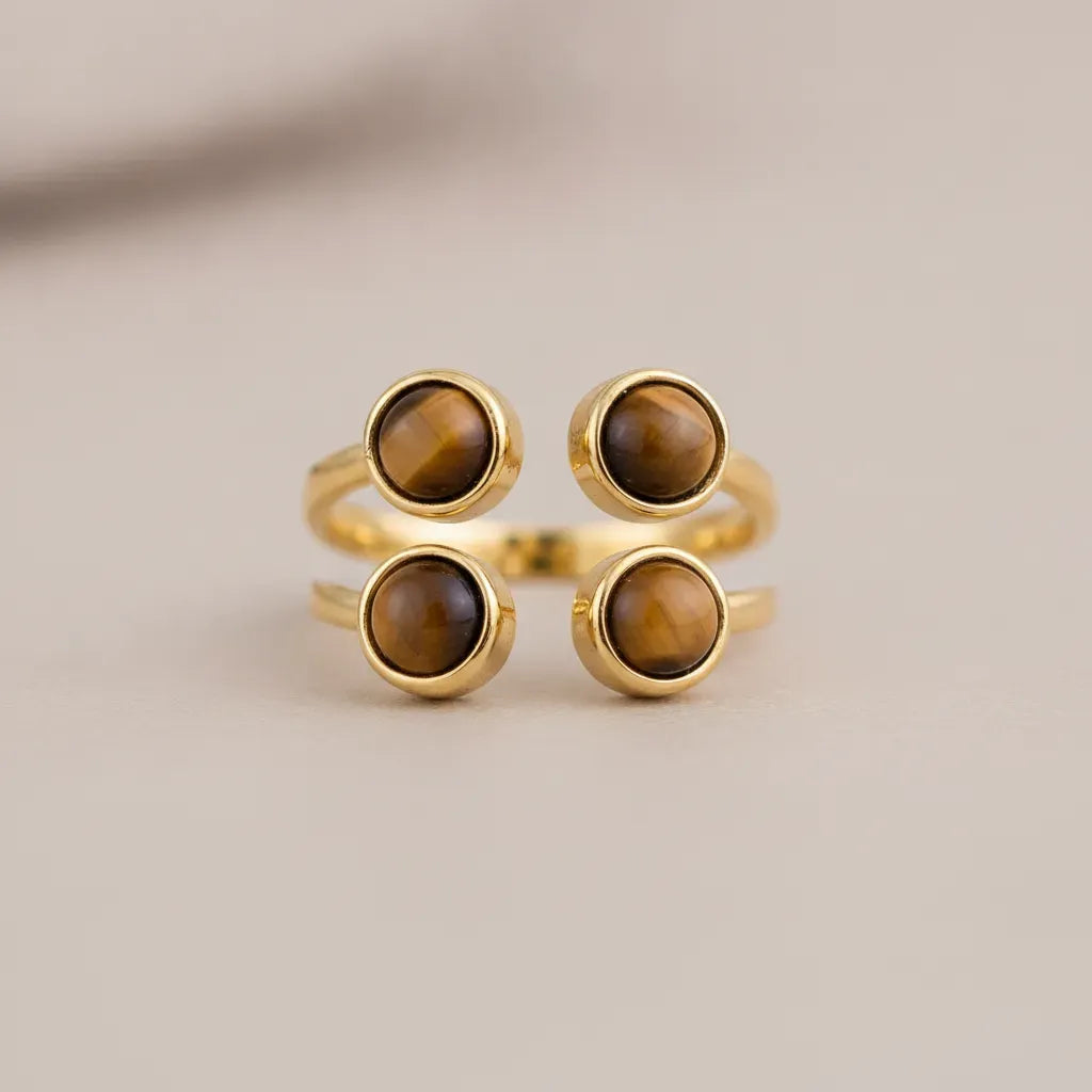 Tiger Eye U-Shape Ring