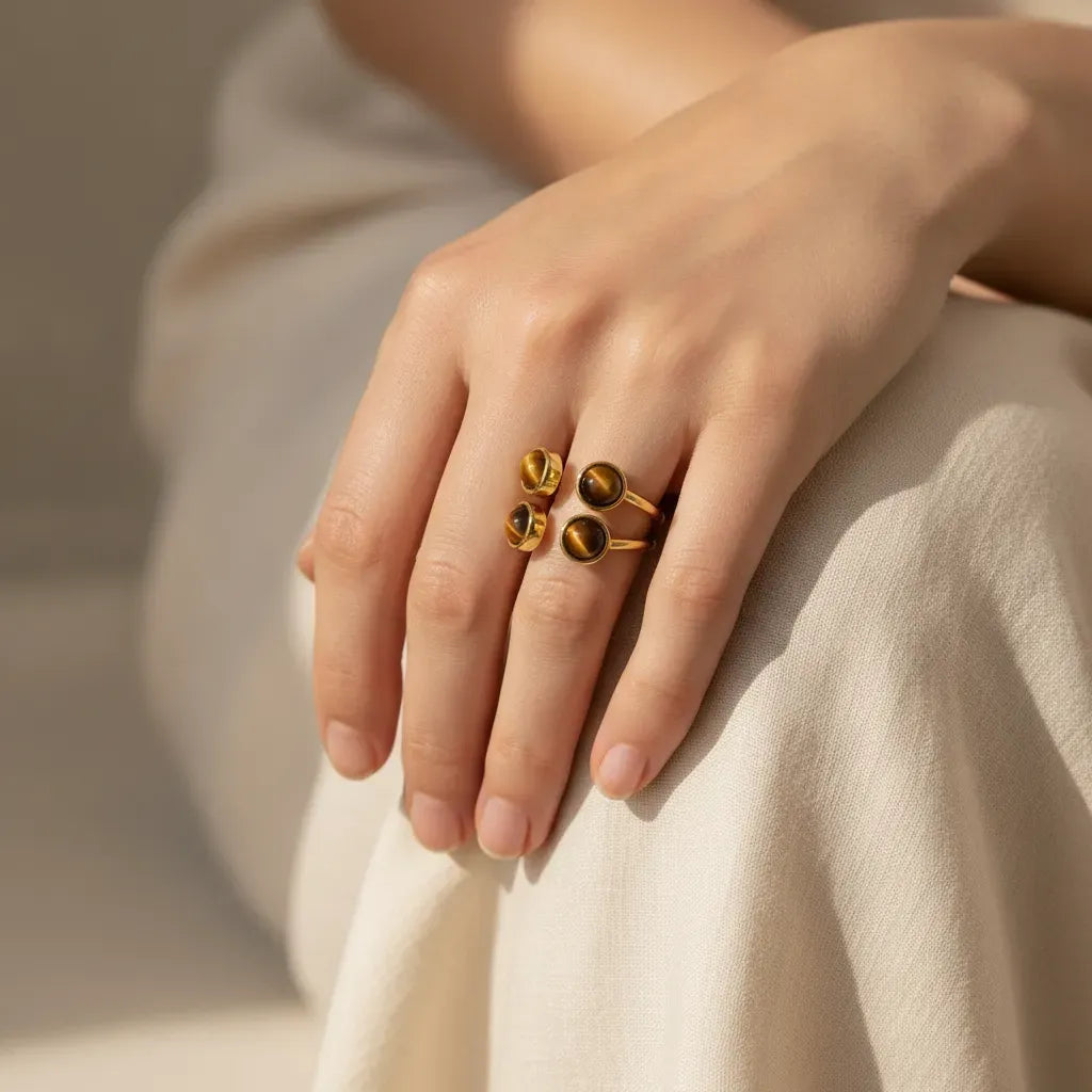 Tiger Eye U-Shape Ring