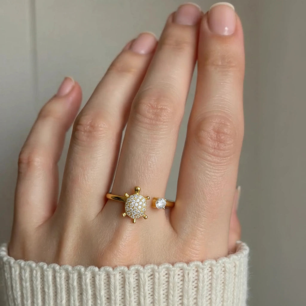 Turtle Charm Ring