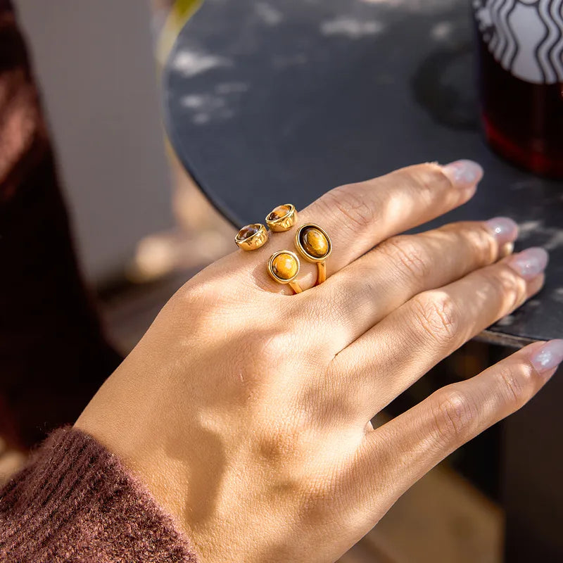 Tiger Eye U-Shape Ring