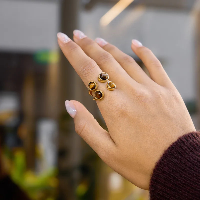 Tiger Eye U-Shape Ring