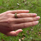 Vintage Touch Leaf Zircon Open Ring