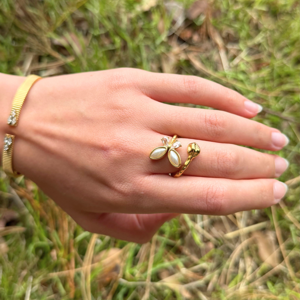 Geometric Butterfly Open Ring