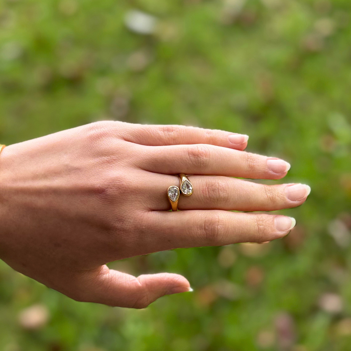 Geometric Waterdrop Open Ring