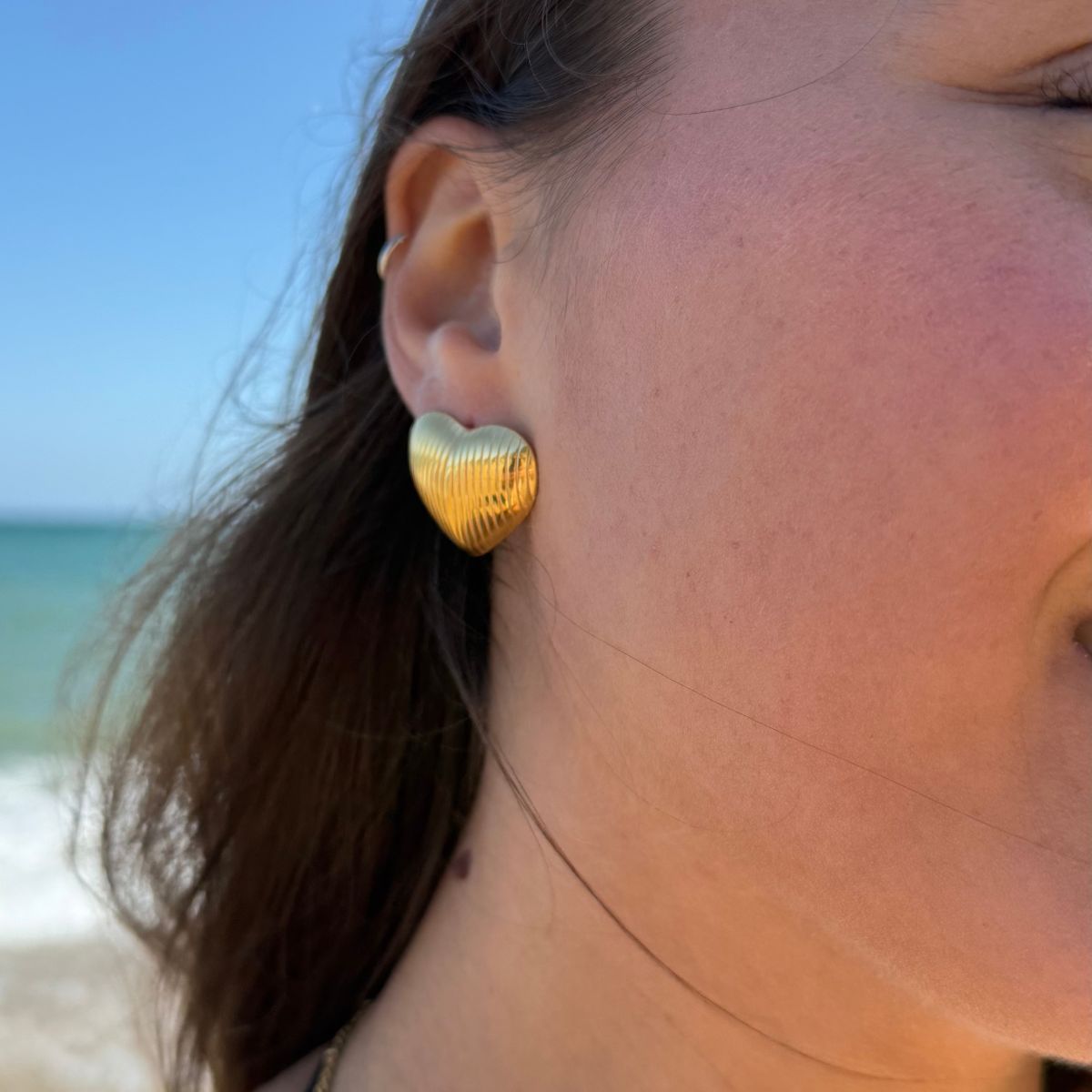 Textured Heart Stud Earrings