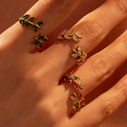 Vintage Touch multicolor Leaf Zircon Open Ring