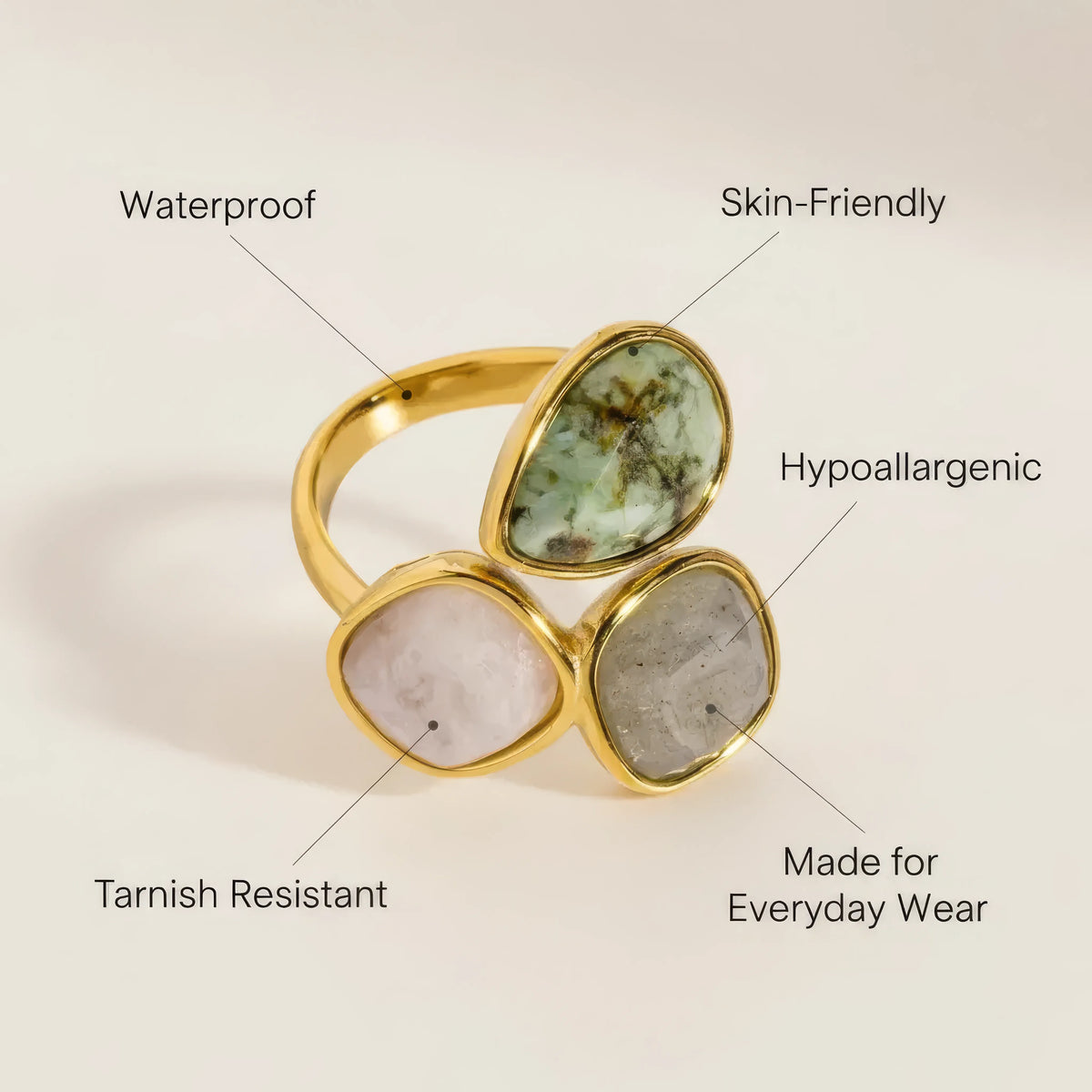 Vintage Geometric Stone Ring