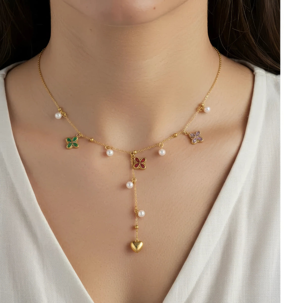 Four Leaf Clover Zircon Necklace