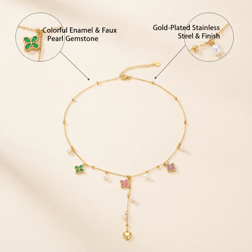 Four Leaf Clover Zircon Necklace