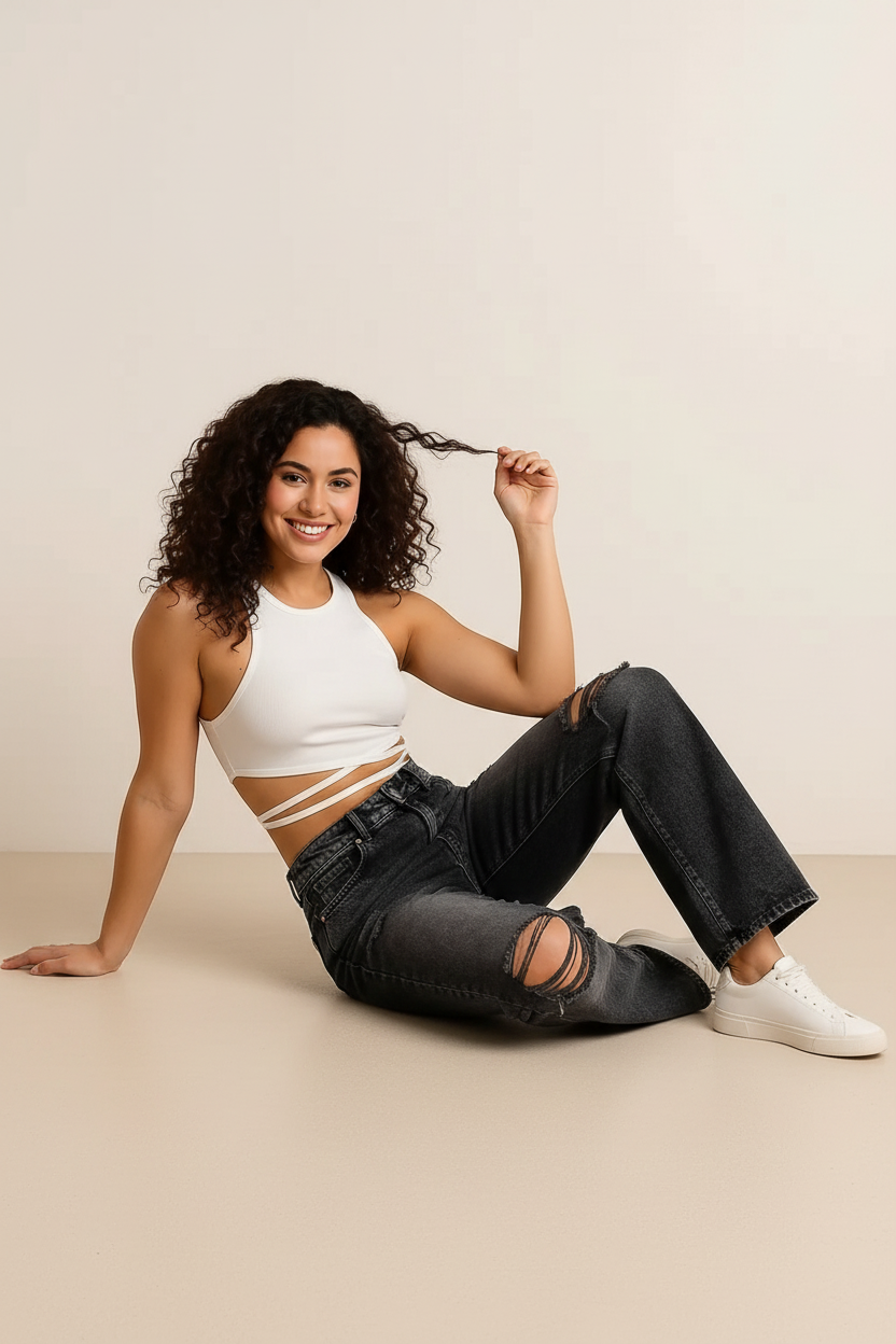 Distressed Wide Leg Jeans with Pockets