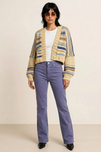 Chunky Knit Striped Cropped Cardigan