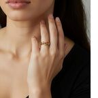 Vintage Touch multicolor Leaf Zircon Open Ring