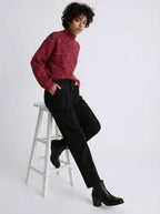 Heathered Turtleneck Dropped Shoulder Sweater