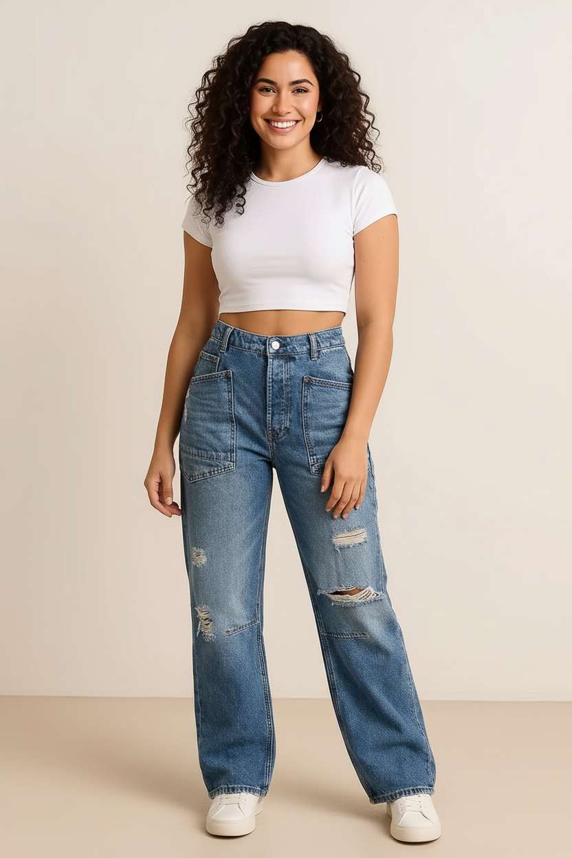 Distressed Jeans with Pockets