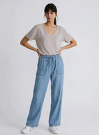 Drawstring High Waist Jeans with Pockets