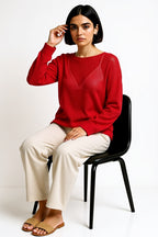 Roseh Boat Neck Dropped Shoulder Sweater