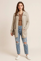 Button-Up Cardigan with Pockets