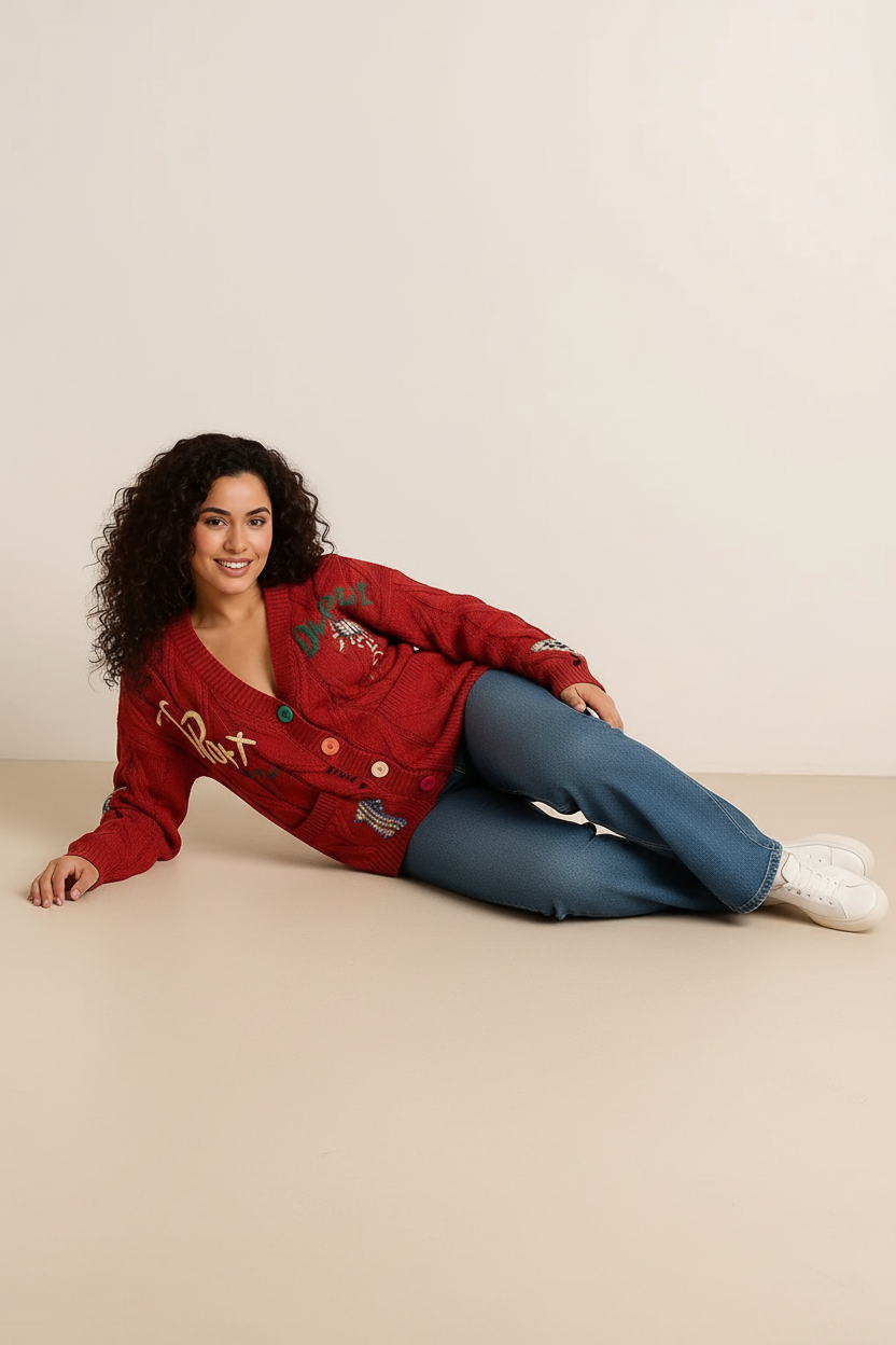 Roseh V-Neck Button Down Knit Cardigan