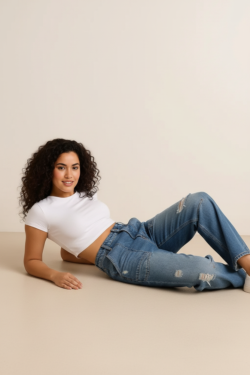 Distressed Jeans with Pockets