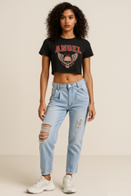 Distressed Straight Jeans with Pockets