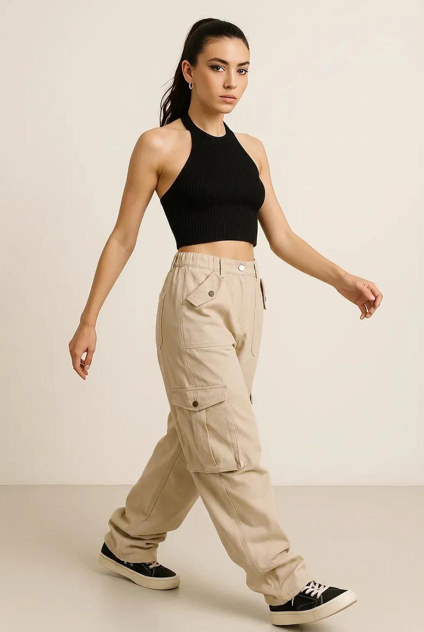 Loose Fit Long Jeans with Pockets