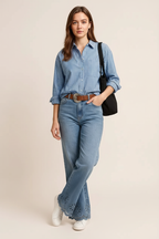 Lace Detail Cropped Wide Leg Jeans