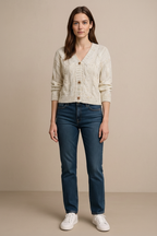 Cable Knit Button-Up Cardigan
