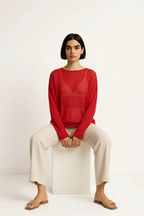 Roseh Boat Neck Dropped Shoulder Sweater