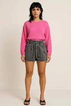 Drawstring Denim Shorts