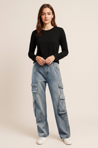 Washed Jeans with Pockets