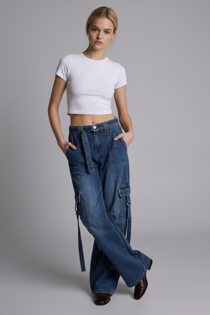 Wide Leg Cargo Jeans
