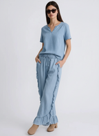 Raw Hem Wide Leg Jeans
