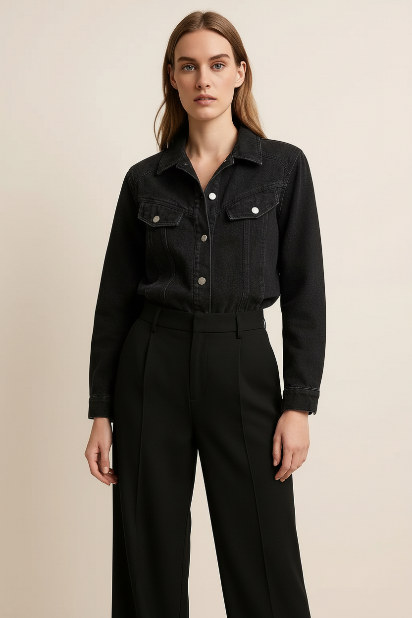 Button Up Long Sleeve Denim Jacket