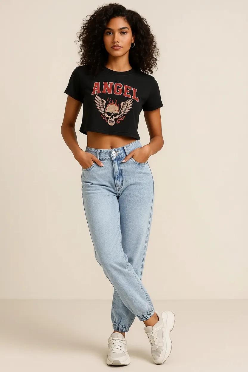 High Waist Jeans with Pockets