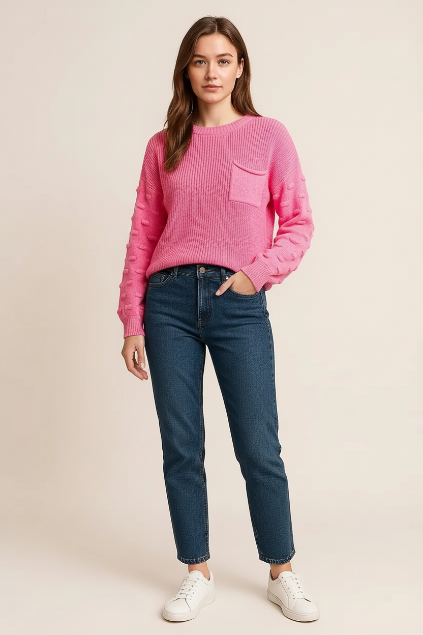 Round Neck Drop Shoulder Sweater